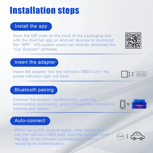 Miniatura 7 de Escáner OBD2 Bluetooth, herramienta de diagnóstico universal ELM327 OBDII, lector de código de automóvil, herramienta de diagnóstico de escáner