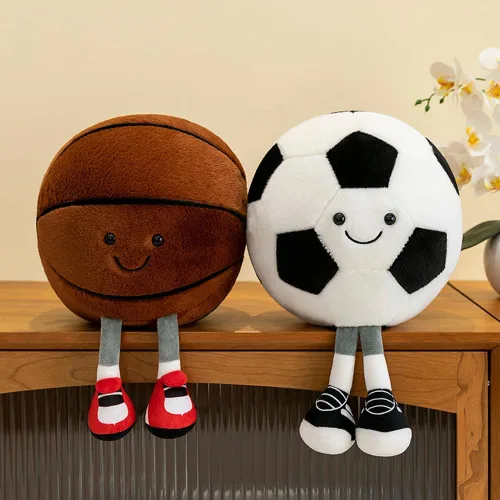 Miniatura 7 de Pelotas de baloncesto de 9.8 pulgadas, suaves y divertidas, pelota de felpa creativa con pies, muñecos de fútbol, juguetes suaves esféricos