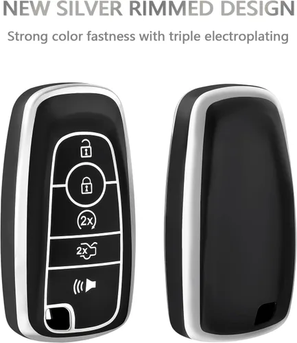 Miniatura 4 de Funda para llavero OFFCURVE con llavero para Ford Fusion Explorer Escape F150 F250 F350 F450 F550 Edge Maverick Expedition Lincoln Aviator, Plata