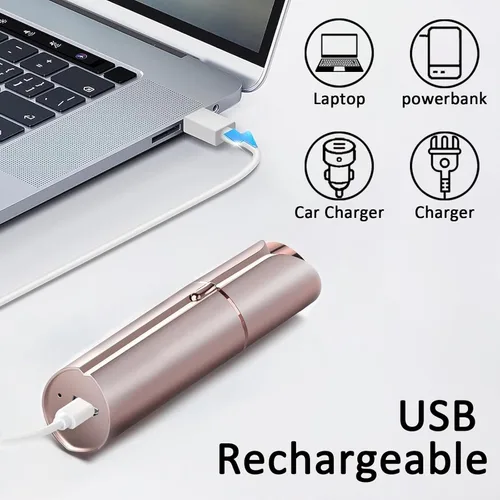 Miniatura 4 de Removedor de vello facial para mujer, dispositivo de depilación sin dolor portátil para mujer para labio, barbilla con USB recargable, oro rosa
