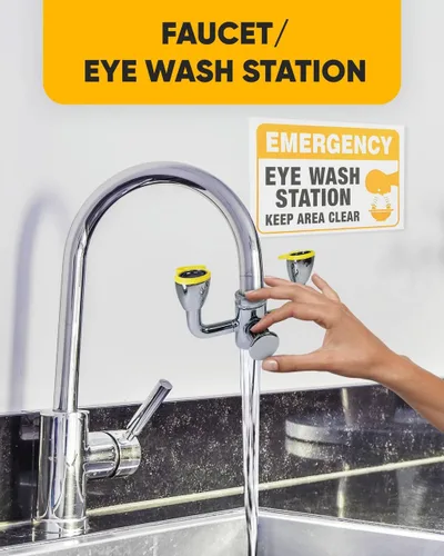 Miniatura 3 de TidyFriend - Kit de lavado de ojos amarillo – unidades de lavado de ojos estilo empuje, estación de lavado de ojos de emergencia montada en grifo, 1