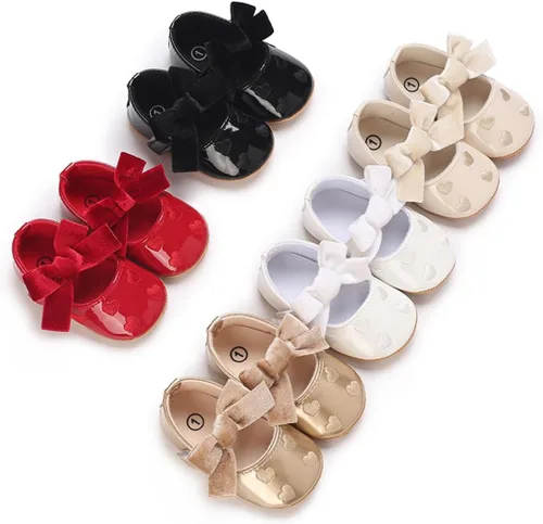 Miniatura 6 de COSANKIM Zapatos Mary Jane para bebé y niña, suela suave, con lazo, princesa, boda, antideslizantes, para bebé, para primera caminata, zapatos