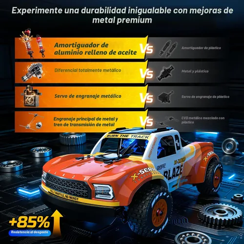 Miniatura 3 de DEERC 1205 1/14 - Auto RC sin escobillas para adultos, máximo 43 mph, camión eléctrico de alta velocidad 4x4 todoterreno a control remoto
