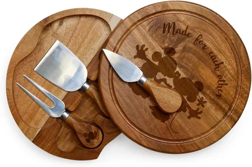 Miniatura 8 de PICNIC TIME Disney Princess Cenicienta Juego de Tabla para Queso Brie de Acacia y Cuchillo, Tabla de Charcutería con Cajón Giratorio y Herramientas