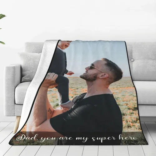 Miniatura 2 de Mantas personalizadas con fotos para mujeres y hombres, regalos de cumpleaños conmemorativos, manta personalizada de franela suave con mis propias