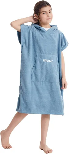 Miniatura 5 de Hiturbo Poncho de toalla cambiante para niños: toallas de baño absorbentes de secado rápido con capucha - Poncho de microfibra para nadar surf
