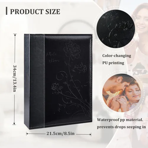 Miniatura 2 de Artmag - Álbum de fotos 4 x 6, 300 fotos, gran capacidad, cubierta de cuero, para bodas y familia, álbum de fotos con capacidad para 300 fotos Negro