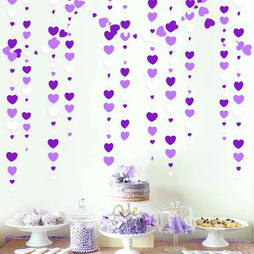 Miniatura 20 de 52 pies Guirnalda de corazón de amor dorado azul marino para decoración de fiesta del día de San Valentín Bandera de serpentina colgante azul real
