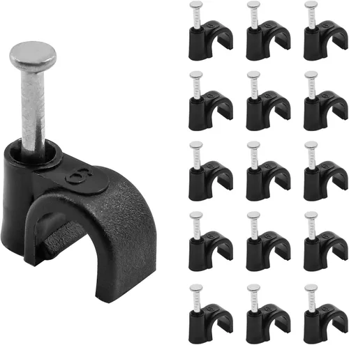 Miniatura 5 de 100pcs 0.551 in Flat Ethernet Cable Cable Clips Solo Cable Coaxial Abrazaderas con Clavo para Gestión de Cables (Blanco)