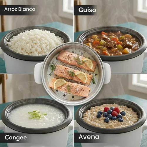 Miniatura 2 de OVENTE - Olla arrocera eléctrica y vaporizador de alimentos – Capacidad de arroz de 5 tazas, olla extraíble antiadherente, función de mantener