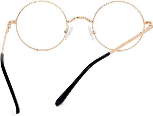 Miniatura 4 de EYLRIM Gafas redondas con bloqueo de luz azul para mujeres y hombres, lentes transparentes con marco de metal, sin receta