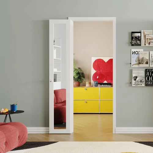 Miniatura 15 de Puerta plegable de 180 grados, para aberturas de 30 ″ x 80 ″, puerta plegable esmerilada blanca 3-Lite con bisagras, juego de herrajes para puertas