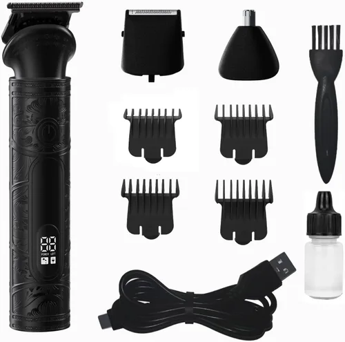 Kit profesional 3 en 1 de recortadora de barba y cortadora de pelo para hombres, afeitadora eléctrica para la cabeza, cara, cuerpo, nariz y oídos,