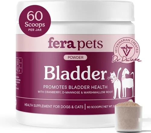 Fera Pets Soporte de vejiga – Arándano para perros y gatos – D-manosa y raíz de malvavisco – Soporte del tracto urinario – Apoya el pH normal de la