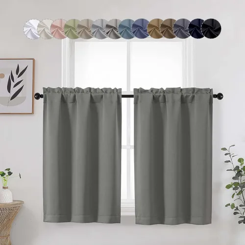 Miniatura 56 de Aqua Cafe - Juego de 2 paneles de cortinas opacas de 24 pulgadas de largo, con aislamiento térmico suave y sólido, para ventanas de baño, sótano