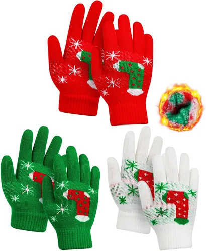 Miniatura 41 de Hicdaw 6 pares de guantes de invierno para niños, guantes de punto elásticos y cálidos para niños o niñas