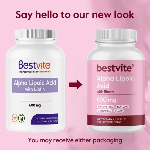 Miniatura 7 de BESTVITE Ácido alfa lipoico de alta resistencia, 600 mg (por cápsula) con biotina para mejorar la absorción (120 cápsulas vegetarianas), sin
