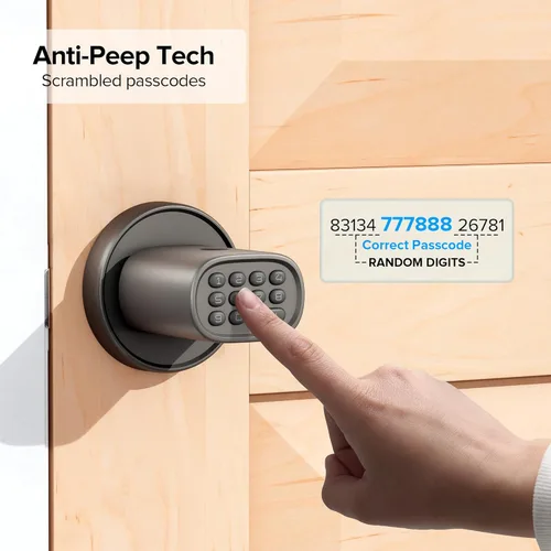 Miniatura 8 de ThorBolt Cerradura de puerta de entrada sin llave, cerradura de puerta de huellas dactilares con teclado pomo de puerta biométrico, bloqueo Titanio1