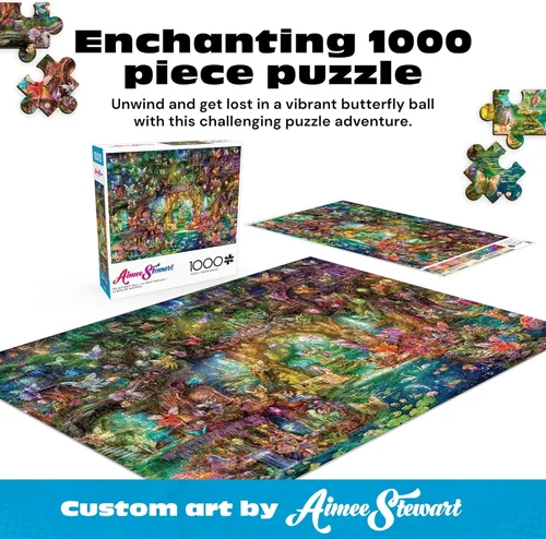 Miniatura 2 de Buffalo Games - Aimee Stewart The Butterfly Ball - Rompecabezas de 1000 piezas, fabricado en Estados Unidos, tablero reciclado premium, diagrama