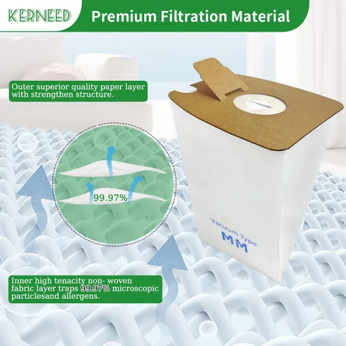 Miniatura 4 de Paquete de 10 bolsas de vacío MM para aspiradoras Sanitaire S3680 y SC3680 y Eureka Mighty Mite 3670 3680 4100 4300 5180 Series, modelo 60297A