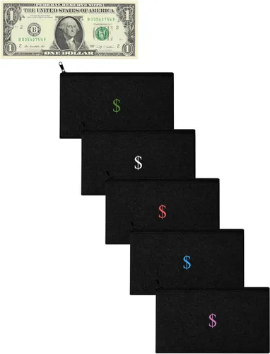 Miniatura 10 de Bolsa para efectivo/dinero. Impermeable, 7.7 x 4.5 pulgadas, tamaño perfecto, bolsa de viaje con icono de efectivo/símbolo/dólar/$. Organizador