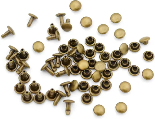 Miniatura 2 de CRAFTMEMORE Remache de cuero de doble tapa remaches tubulares de metal para reparación de artesanía de cuero decoración TLDC