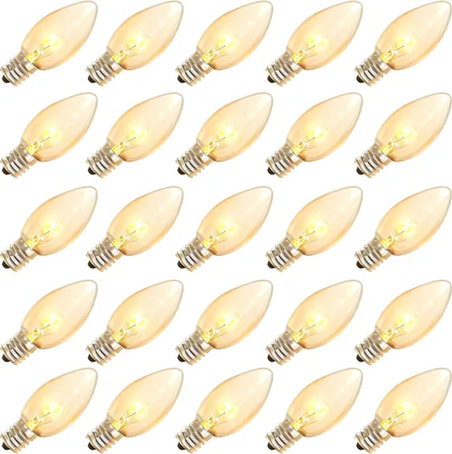 Miniatura 9 de Abeja Paquete de 25 Bombillas de Repuesto C9 para Halloween, Luces de Navidad de Cerámica Naranja para Halloween Patio Exterior Interior Luces