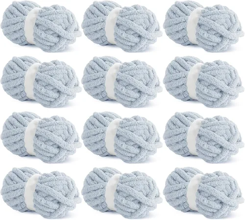 Miniatura 70 de HOMBYS Hilo de Chenille Grueso Carbón para Crochet, Hilo Grueso Espeso y Esponjoso para Tejer, Hilo Súper Grueso para Tejer Mantas a Mano, Hilo