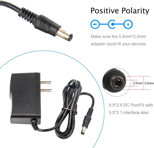 Miniatura 2 de COOLM Adaptador de fuente de alimentación de CA a CC 12V 500mA 100-240V 50 60hz a 12V 0.5A Cargador 6W 0.217 in x 0.098 in DC Plug para cámara