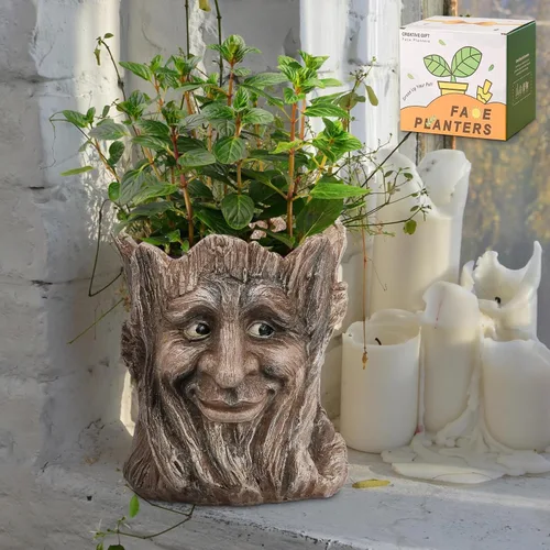 Miniatura 7 de vomiceak Macetas de Cara con Forma de Cabeza, Macetas para Plantas de Interior - Macetas Dobles Lindas para Flores y Suculentas con Agujeros