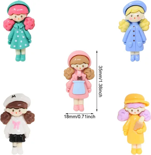 Miniatura 2 de Honbay 30 dijes de resina con diseño de limo de dibujos animados para niñas, con parte trasera plana, adornos para manualidades, pinzas