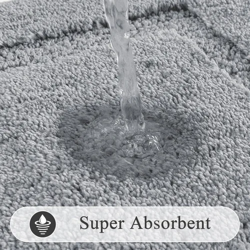 Miniatura 3 de SHACOS Alfombras de baño súper suaves y esponjosas de 24"x36" antideslizantes, lavables, alfombras de baño absorbentes, alfombras para suelo de Gris