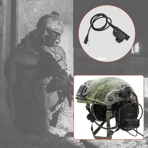 Miniatura 7 de Auriculares tácticos tipo casco con U94 PTT 2pin,Auriculares con cancelación de ruido, para tiro de caza de Airsoft