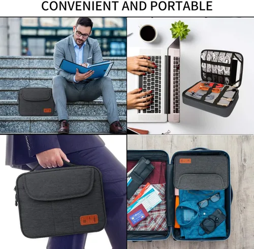 Miniatura 7 de HOLIMET Bolsa organizadora de cables, bolsa de accesorios electrónicos, doble capa para viajes, bolsa organizadora de almacenamiento de cables