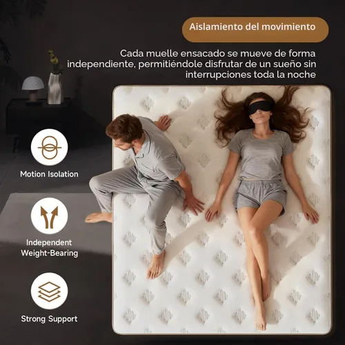 Miniatura 3 de MOOA Colchón tamaño matrimonial, colchón de 12 pulgadas de firmeza media con soporte lumbar y de hombro extra, colchones híbridos con espuma