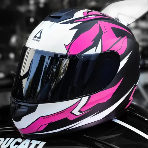 Miniatura 5 de TRIANGLE Casco de motocicleta de cara completa aprobado por DOT, casco de carreras de bicicleta de calle para hombres y mujeres con viseras tintadas