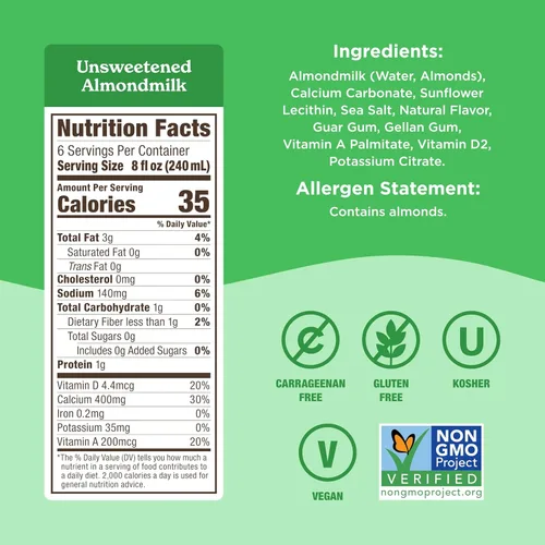 Miniatura 2 de Califia Farms - Leche de almendras sin azúcar, 48 onzas, sin lácteos, vegana, de origen vegetal, keto, sin gluten, sin OMG, sin azúcar, alto