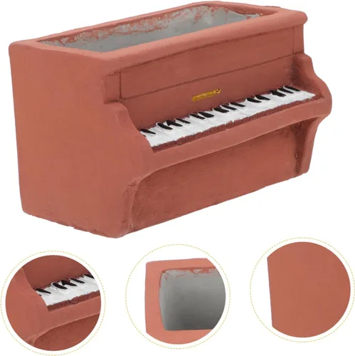 Miniatura 5 de NOLITOY Maceta de cemento para piano, maceta en forma de piano, maceta suculenta de cerámica para exteriores, plantas suculentas, plantador