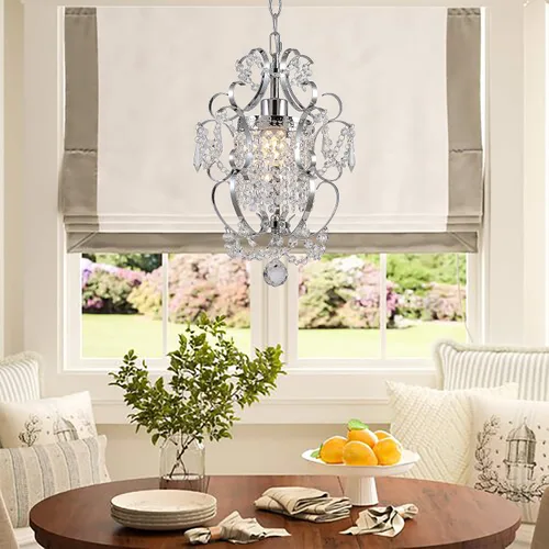 Miniatura 9 de Candelabro enchufable mini lámpara cromada 1 lámpara elegante lámpara de techo de hierro de cristal para dormitorio, baño, comedor, sala de estar