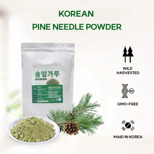 Miniatura 2 de K-Herb Polvo de Agujas de Pino Coreano – Agujas de Pino 100% Puras Cosechadas Silvestremente de Corea, Ingrediente Natural para Té de Hierbas 솔잎가루