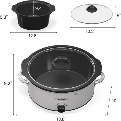 Miniatura 3 de Olla de cocción lenta de 4QT y calentador de alimentos mini con olla de cerámica extraíble, 3 ajustes de calor, tapa de vidrio apta para Plateado