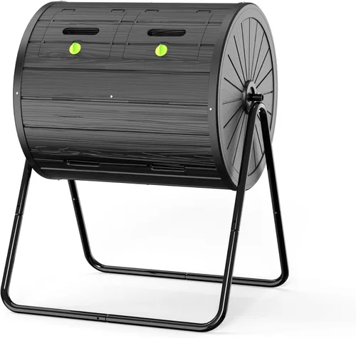 Miniatura 9 de DRATO Contenedor de compostaje para exteriores, 37.5 galones, para todas las estaciones, doble cámara para jardín, cocina, patio, exterior (gris)