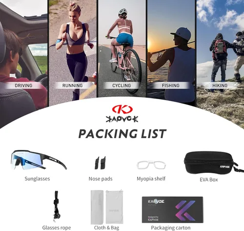 Miniatura 6 de KAPVOE Gafas de ciclismo fotocromáticas MTB Gafas de sol transparentes para bicicleta de montaña, gafas de transición, deportes de béisbol y correr