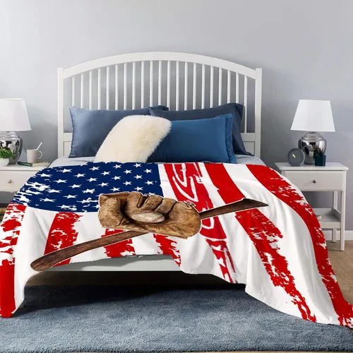 Miniatura 4 de Manta suave y acogedora con bandera de Estados Unidos de béisbol para niños, niñas, bebés, recién nacidos, manta de recepción de Navidad, 40 x 30