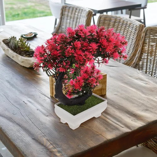 Miniatura 4 de Operitacx Árbol bonsái artificial de simulación de flores para decoración de bonsái, plantas falsas pequeñas de interior, decoración para el hogar