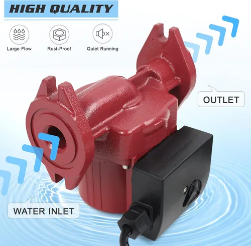 Miniatura 4 de BACOENG Bomba de recirculación de agua caliente con brida FNPT de 115 V, 1 pulgada, bomba de circulación conmutable de 3 velocidades para caldera