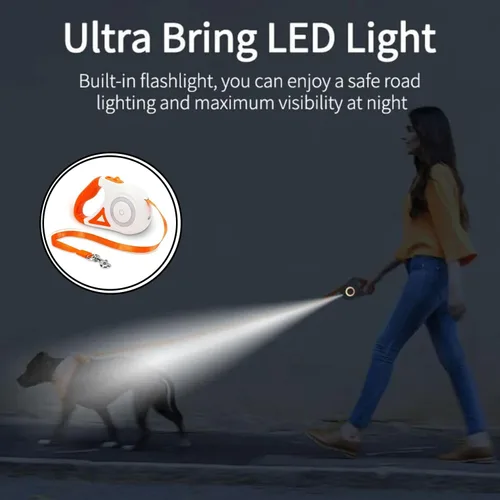 Miniatura 4 de Best Dog Supplies - Correa retráctil luminosa para perro con luz LED de seguridad frontal, correa de entrenamiento sin enredos de 360° para una