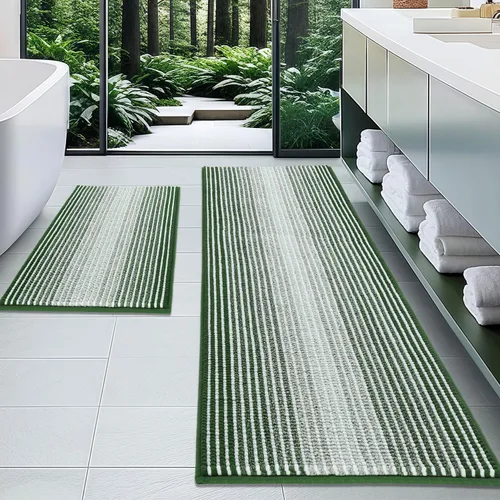 Miniatura 109 de BSICPRO Juegos de Alfombras y Tapetes para Baño, Juego de Alfombra de Baño de Felpilla Gruesa Absorbente de 2 Piezas Antideslizante, Tapetes Suaves