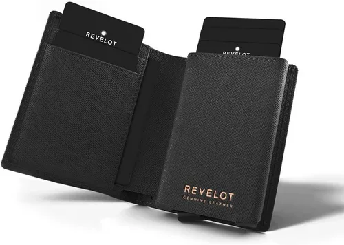 Miniatura 2 de REVELOT Cartera para tarjetaspiel auténtica con bloqueo RFIDW1, Negro -, Moderno