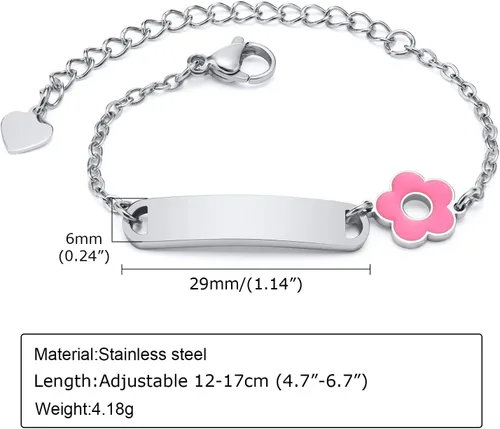 Miniatura 140 de Pulsera de barra para bebé: chapado en oro de 18 quilates, pulsera con placa de identificación personalizada para niños pequeños de mamá, nombre